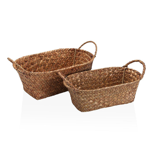 SET DE 2 CESTAS REDONDAS CON ASAS MARRONES Versaotoño
