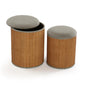 SET DE 2 PUFF CON ALMACENAJE GRIS BAMBU Versaotoño