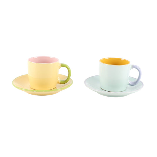SET 6 CAFE TAZAS C/PLATO PASTEL VERSA FEBRERO