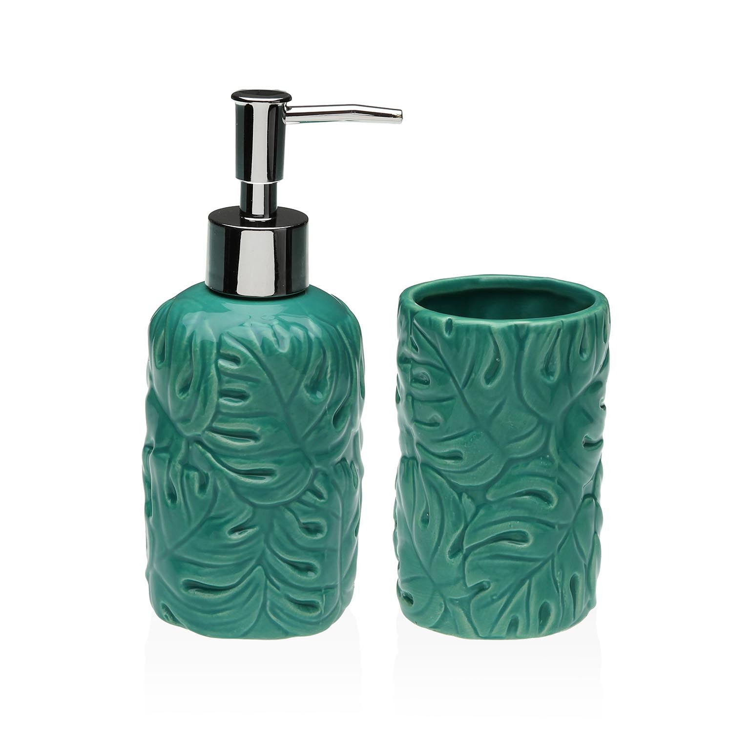 SET BAÑO 2 PCS HOJAS VERDE Versaotoño