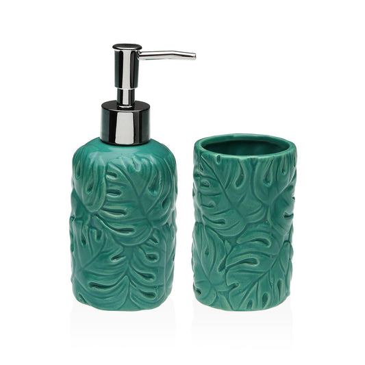 SET BAÑO 2 PCS HOJAS VERDE Versaotoño