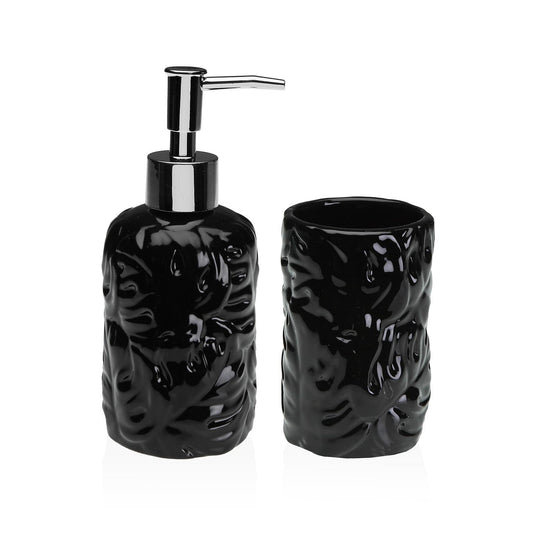 SET BAÑO 2 PCS HOJAS NEGRO Versaotoño