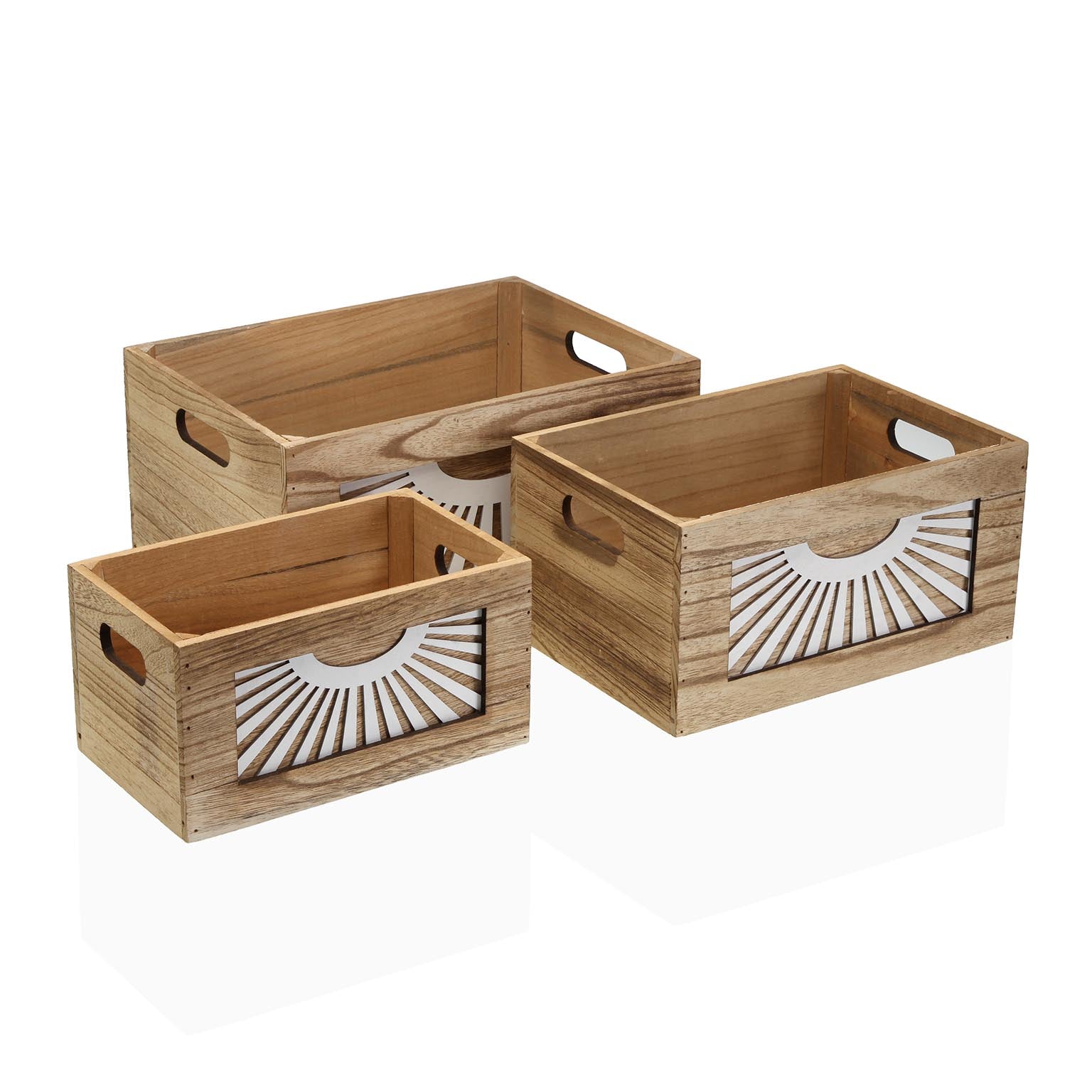 SET DE 3 CAJAS DE MADERA ADDA MARRON Versaotoño