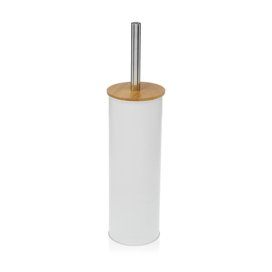 ESCOBILLERO BLANCO CON TAPA DE BAMBU Versaotoño