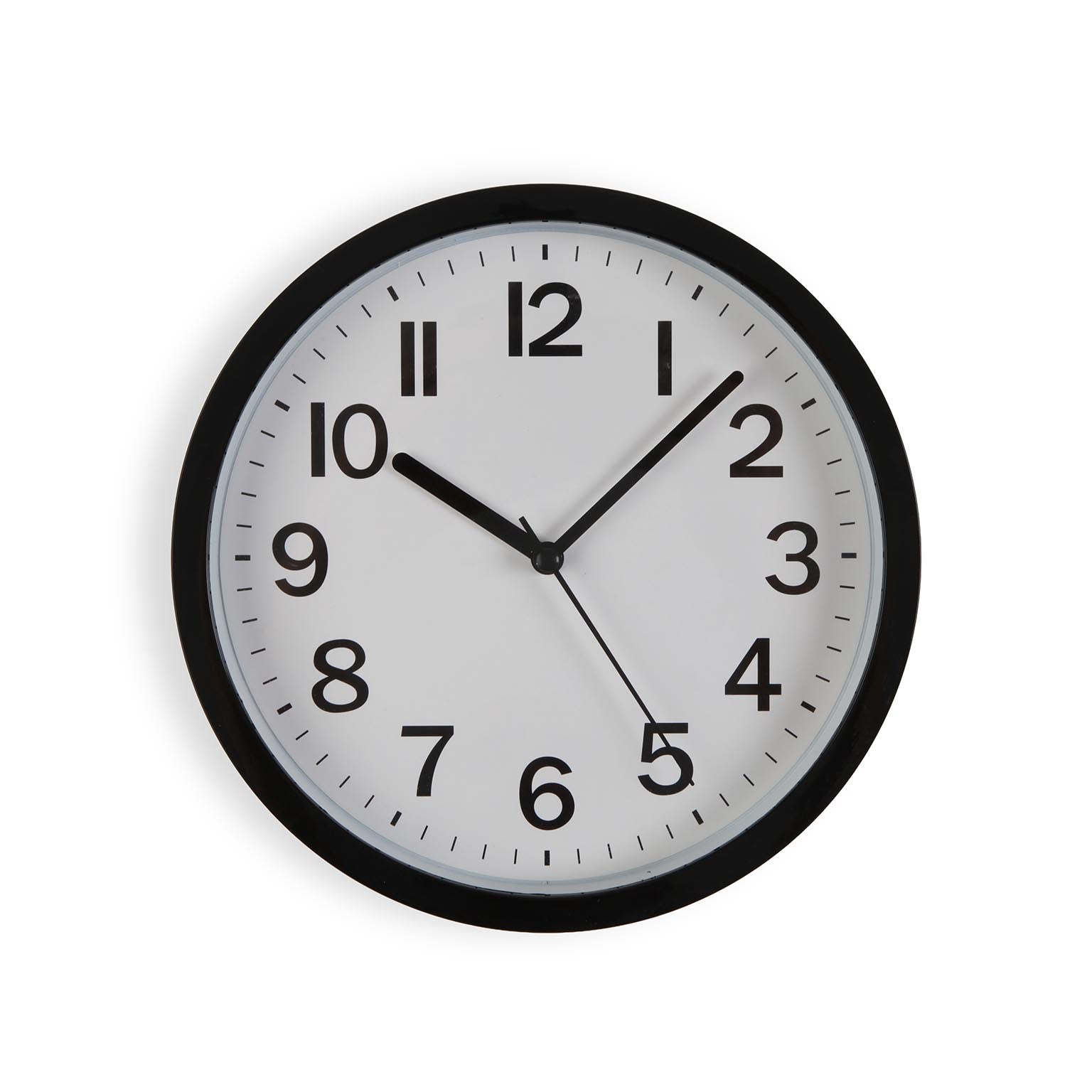 RELOJ DE PARED NEGRO 22CM