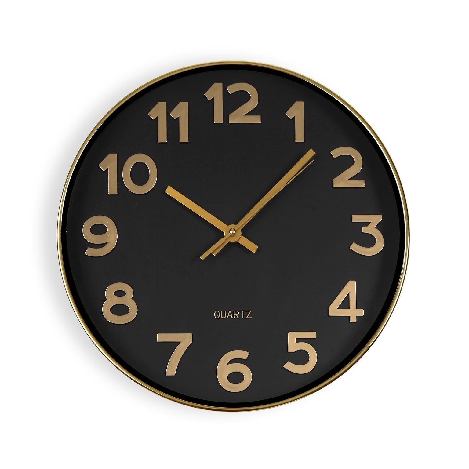 RELOJ DE PARED NEGRO GOLDEN NUMBERS 30CM