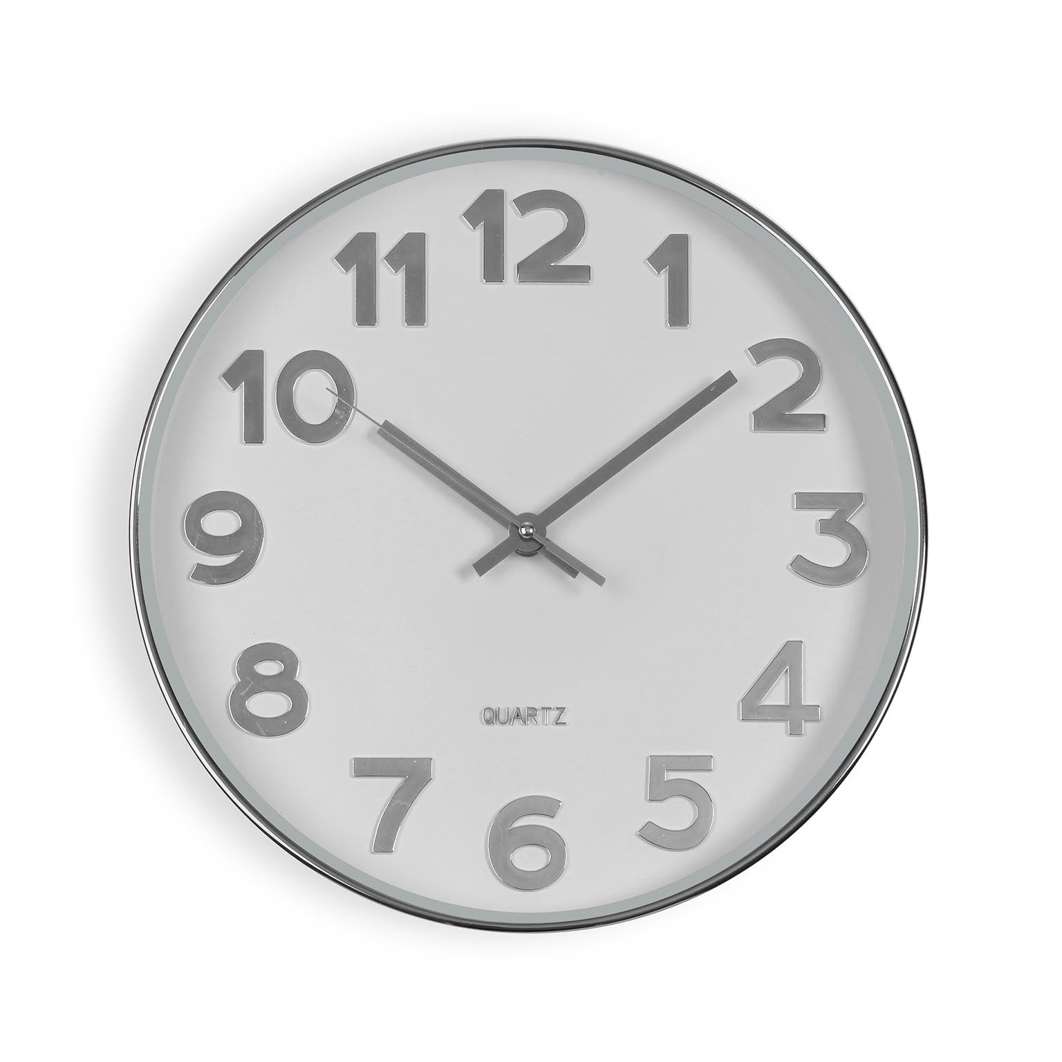 RELOJ DE PARED BLANCO SILVER NUMBERS 30CM