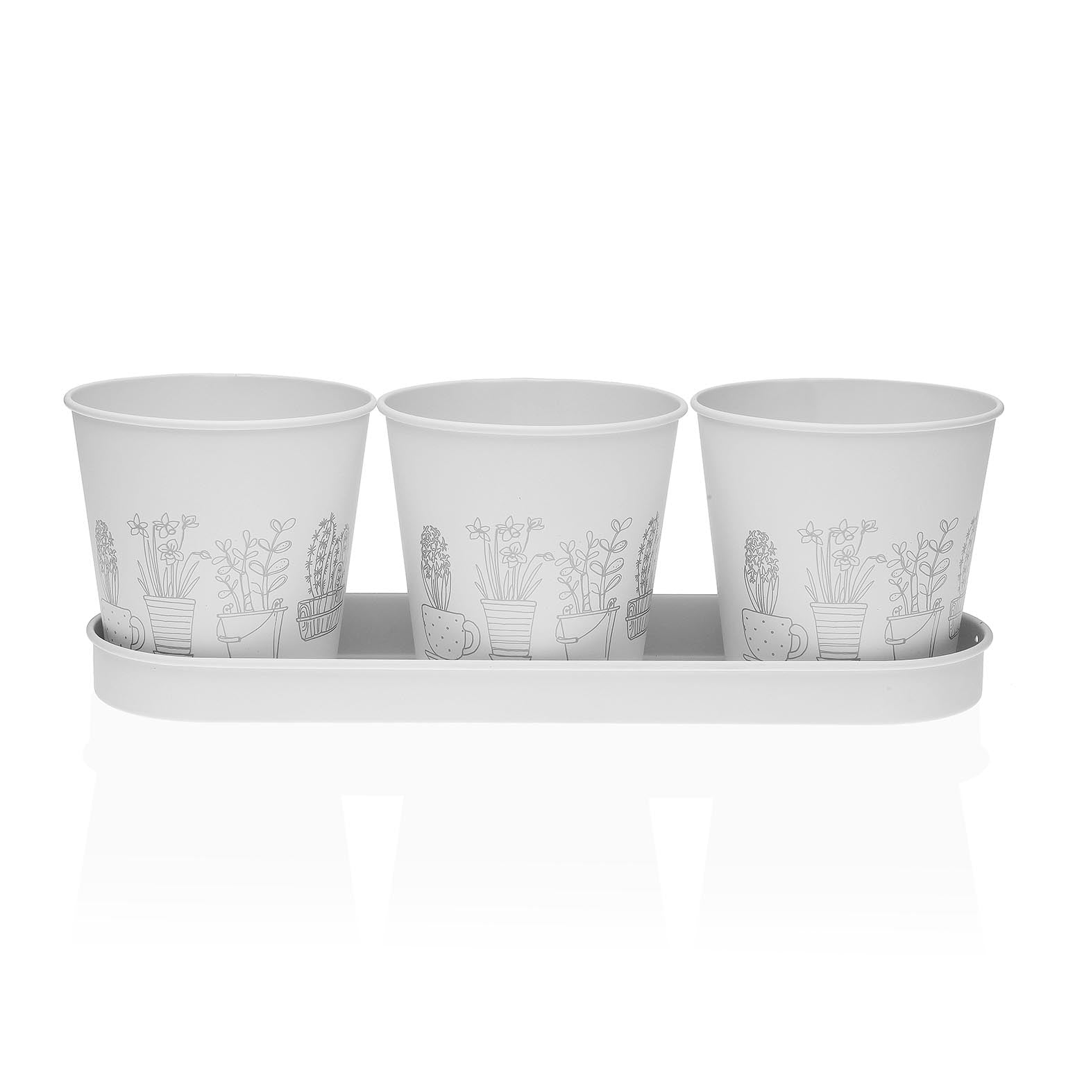 MACETA TRIPLE BLANCA Versaotoño