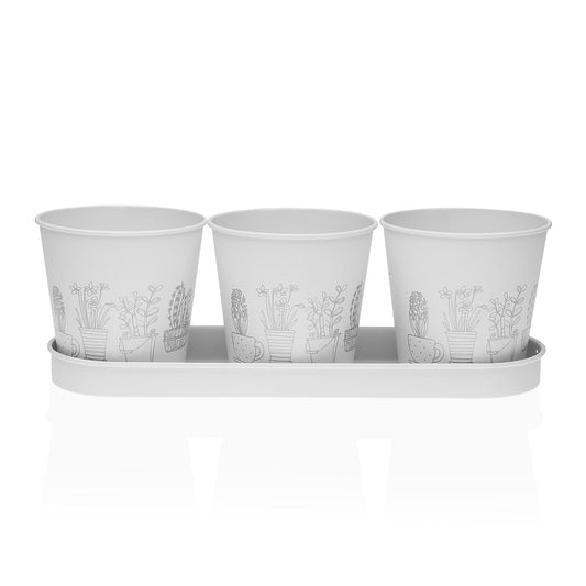 MACETA TRIPLE BLANCA Versaotoño