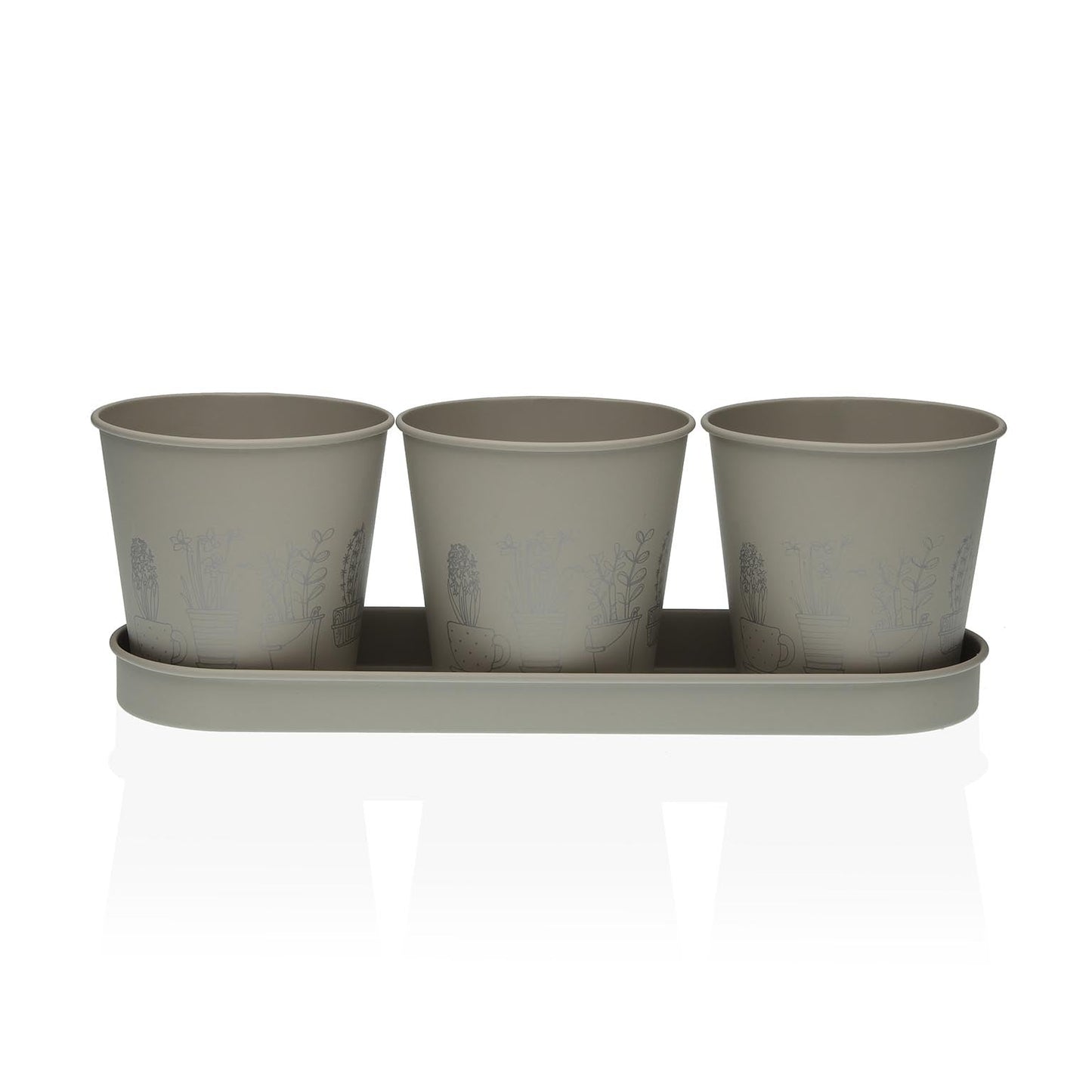 MACETA TRIPLE GRIS Versaotoño