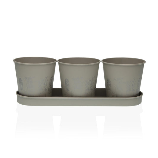 MACETA TRIPLE GRIS Versaotoño