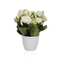 MACETA DECORATIVA CON ROSAS BLANCAS 18 CM Versaotoño