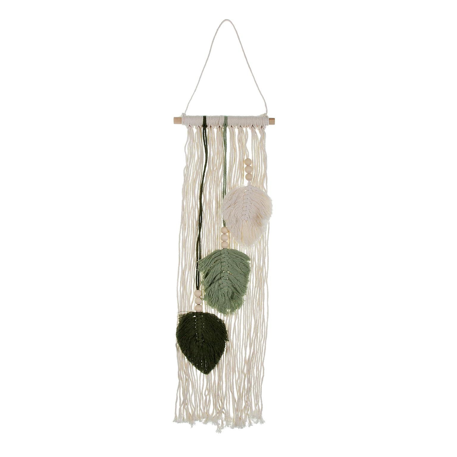 DECORACIÓN PARED MACRAMÉ  HOJAS VERDE Versaotoño