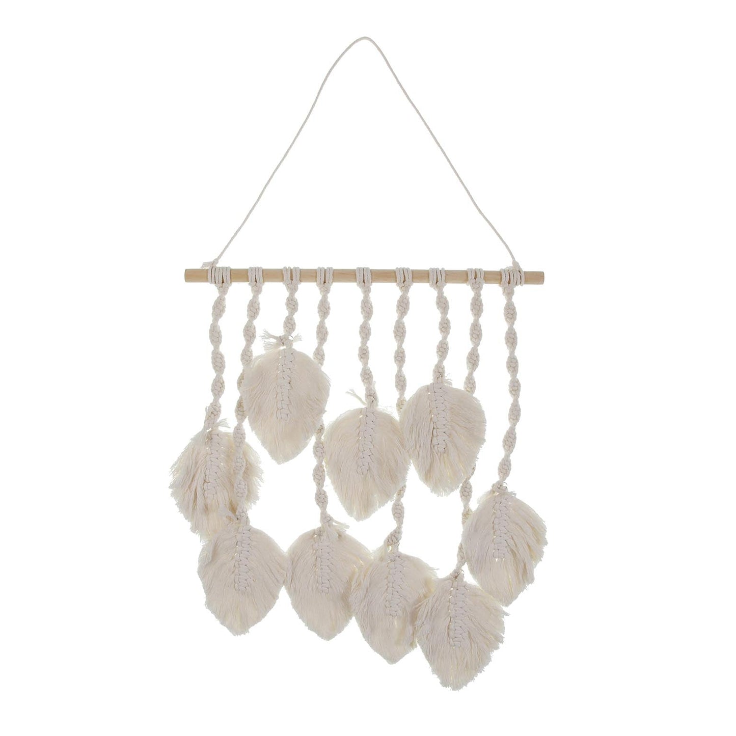 DECORACIÓN PARED MACRAMÉ  HOJAS BLANCO Versaotoño