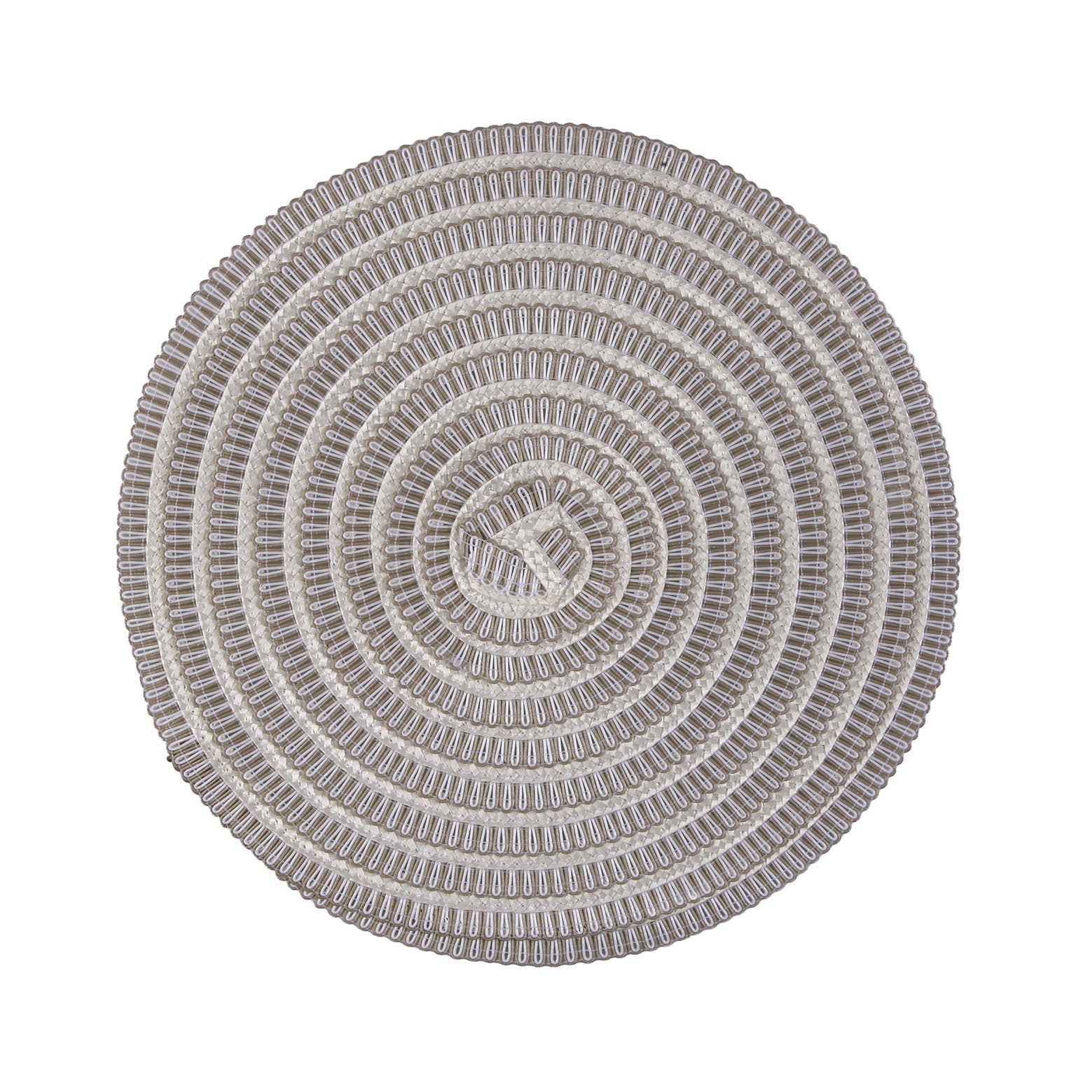 SALVAMANTEL REDONDO BEIGE Y BLANCO