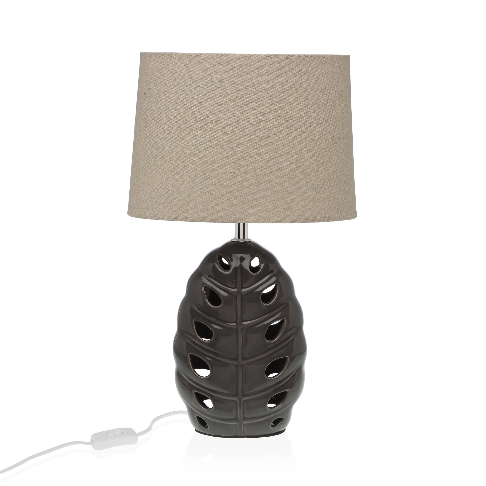 LAMPARA CERAMICA PLATEADO 42CM Versaotoño