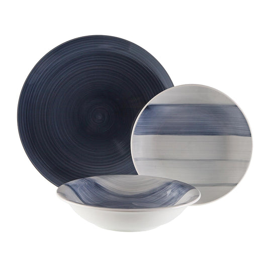 VAJILLA 18 PIEZAS LEANNE AZUL OSCURO Versaotoño
