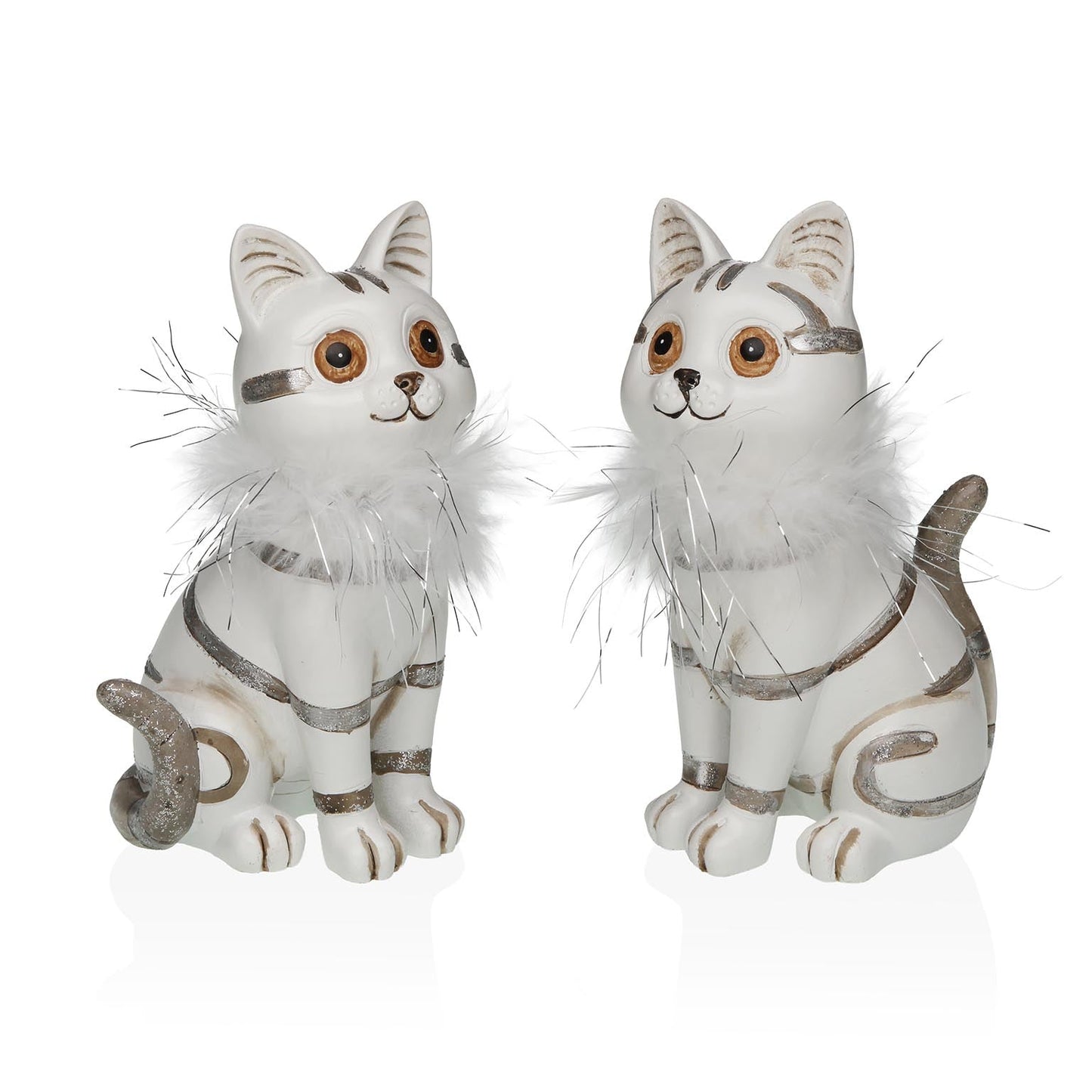 SET DE 2 FIGURAS DE GATO BLANCO 17CM Versaotoño