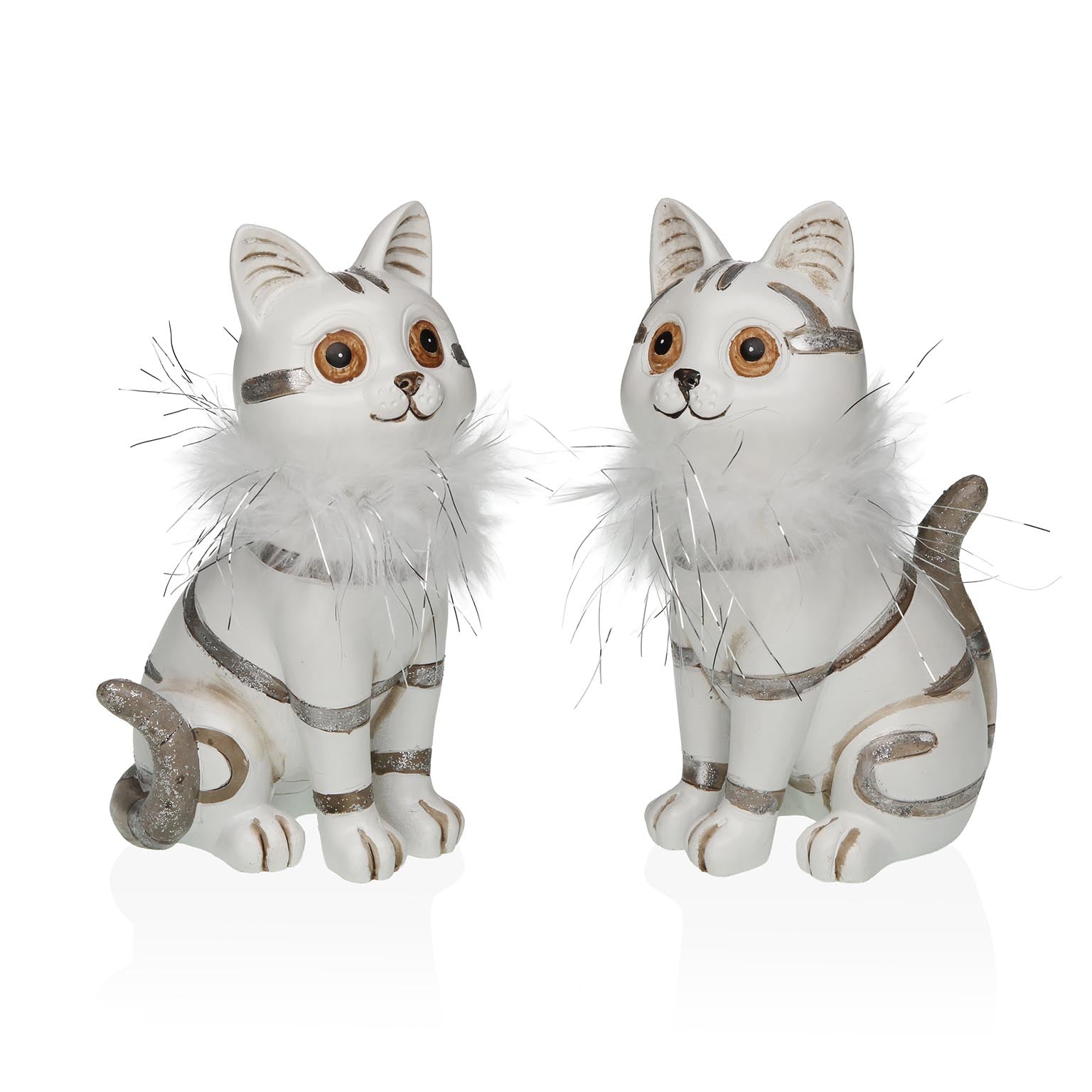 SET DE 2 FIGURAS DE GATO BLANCO 17CM Versaotoño