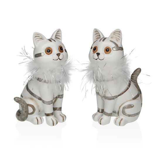 SET DE 2 FIGURAS DE GATO BLANCO 17CM Versaotoño