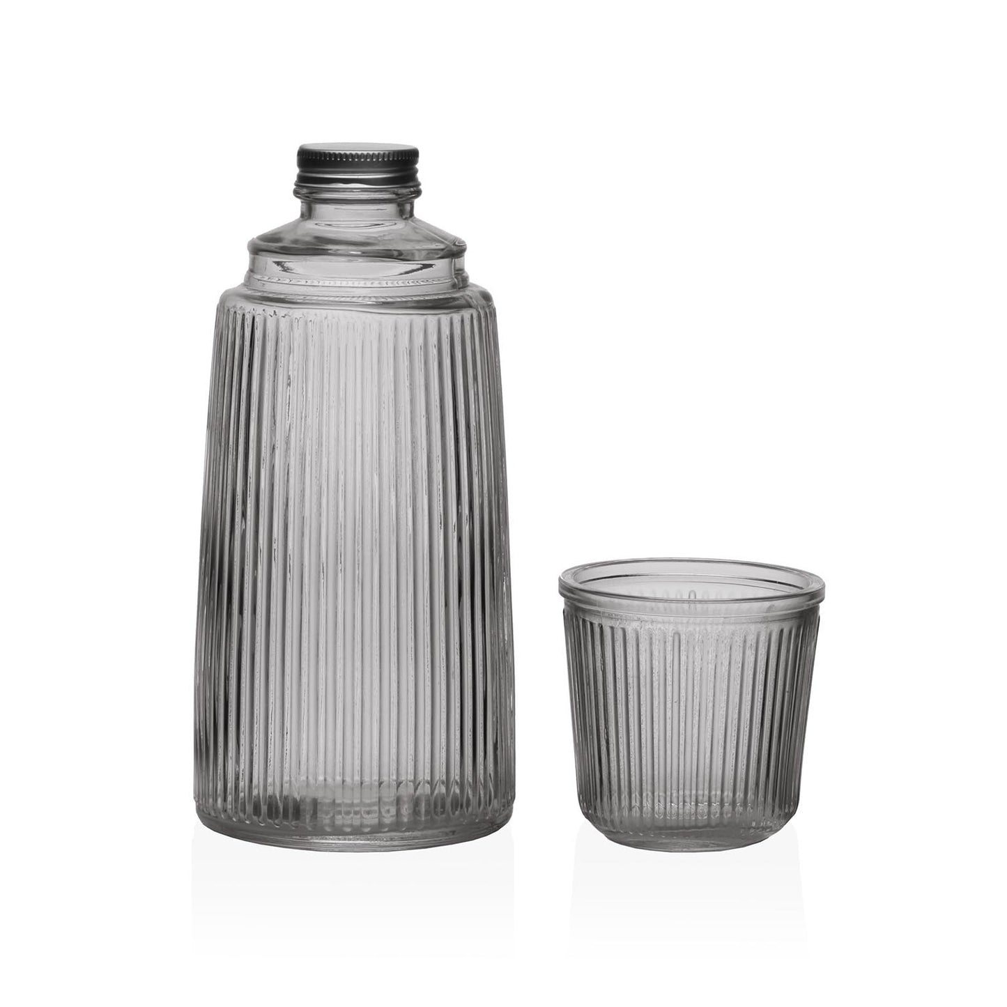 BOTELLA  CON VASO CRISTAL NEGRO Versaotoño