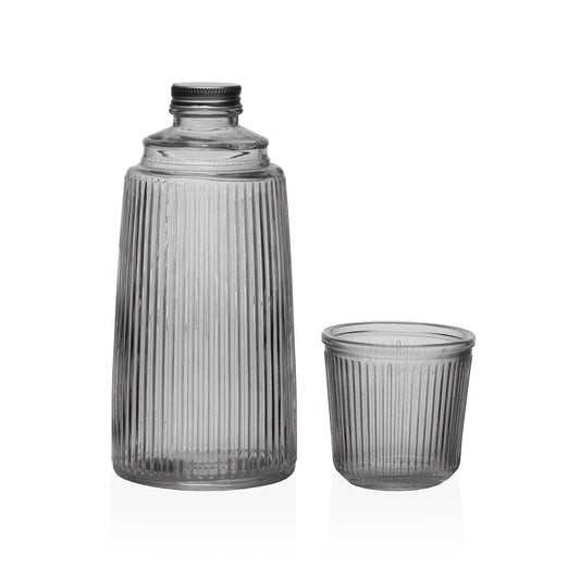 BOTELLA  CON VASO CRISTAL NEGRO Versaotoño