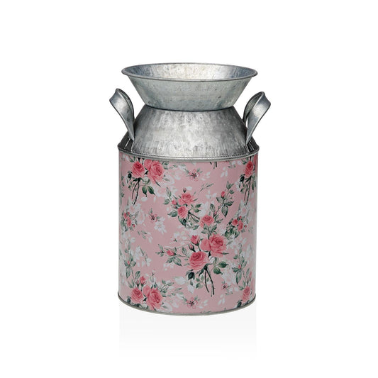 FLORERO METALICO ROSA CON FLORES Versaotoño