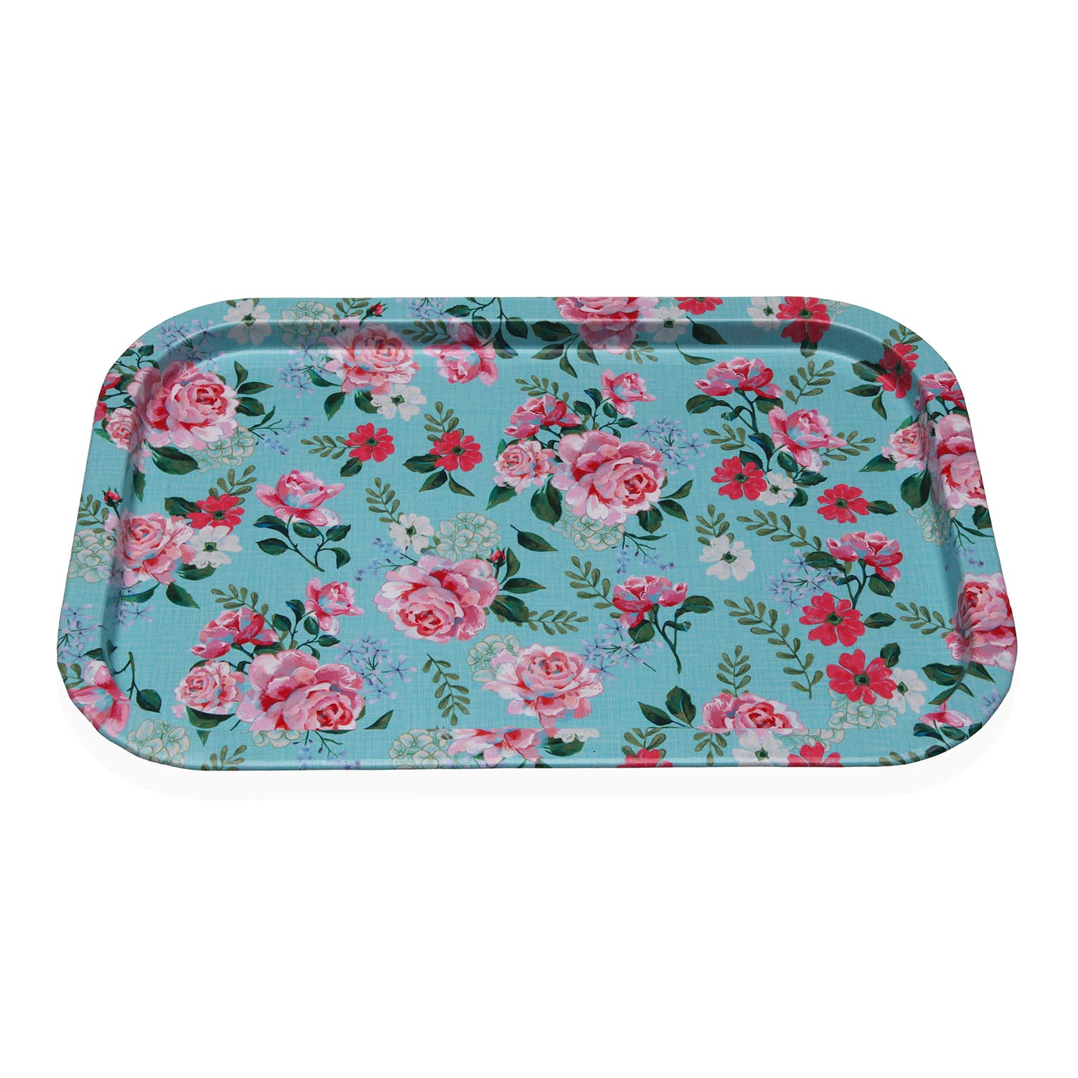 BANDEJA METALICA AZUL FLOWER Versaotoño