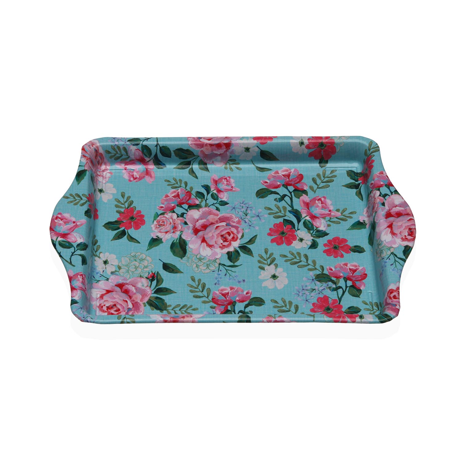 BANDEJA METALICA CON ASAS AZUL FLOWER Versaotoño