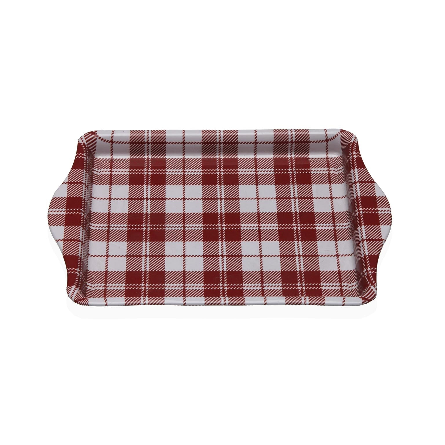 BANDEJA METALICA CON ASAS VICHY ROJO Versaotoño