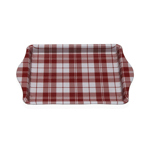 BANDEJA METALICA CON ASAS VICHY ROJO Versaotoño