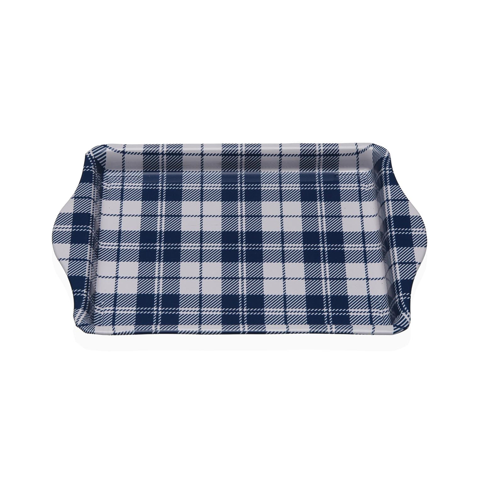 BANDEJA METALICA CON ASAS VICHY AZUL Versaotoño