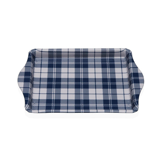 BANDEJA METALICA CON ASAS VICHY AZUL Versaotoño
