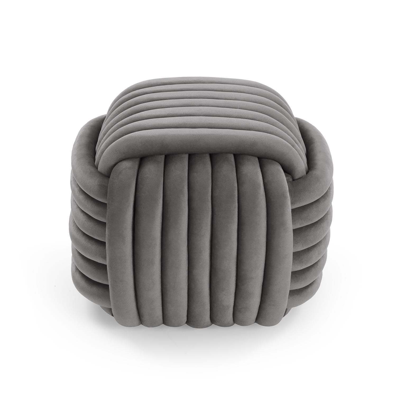 PUF CUADRADO GRIS CLARO KNOT VERSA FEBRERO