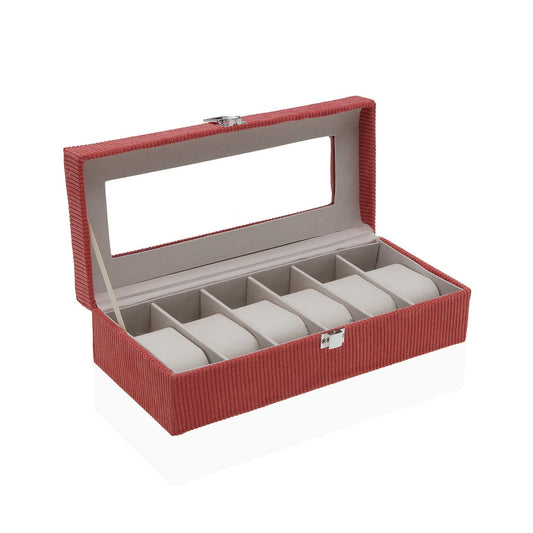 CAJA DE PANA ROJO PARA 6 RELOJES Versaotoño