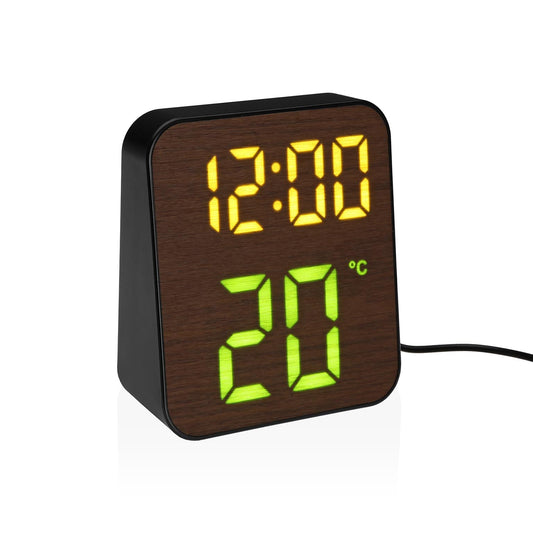 RELOJ DESPERTADOR DIGITAL NEGRO LUZ BLANCA Y VERDE Versaotoño