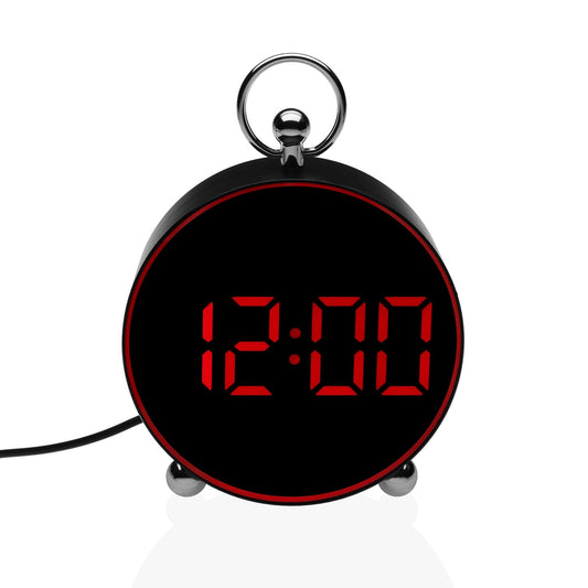 RELOJ DESPERTADOR DIGITAL NEGRO LUZ ROJA Versaotoño