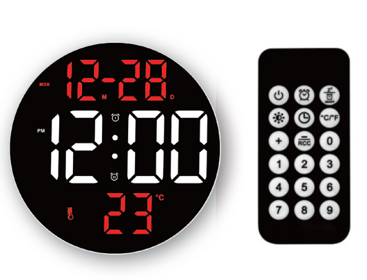RELOJ PARED DIGITAL CON MANDO NEGRO VERSA FEBRERO