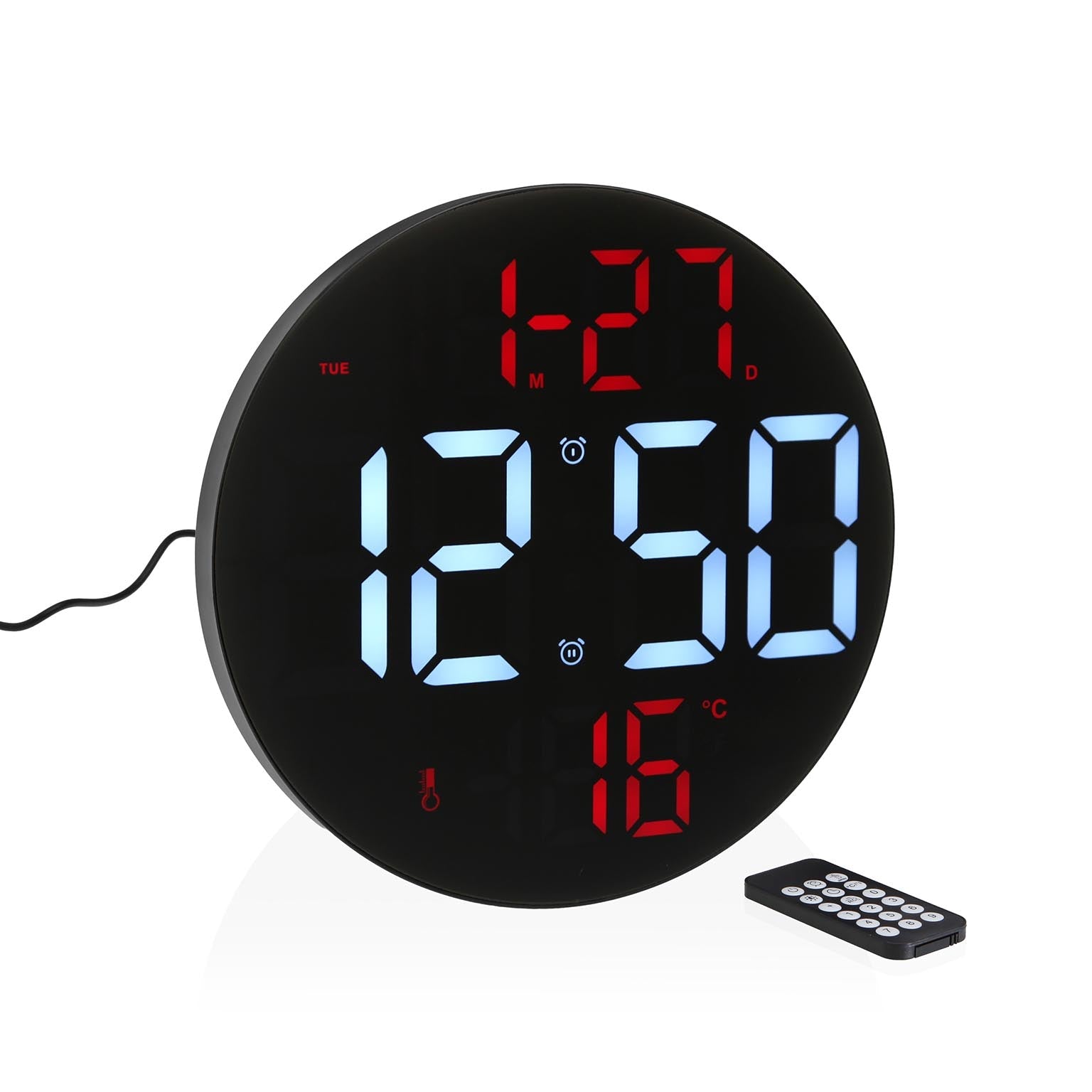 RELOJ PARED DIGITAL CON MANDO NEGRO VERSA 2026 JUNIO