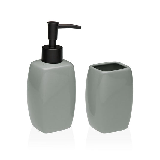 SET JABONERA Y PORTACEPILLOS GRIS Versaotoño