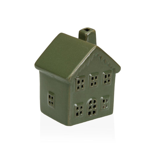 FIGURA DE CERAMICA CON LUZ LED CASA VERDE Versaotoño