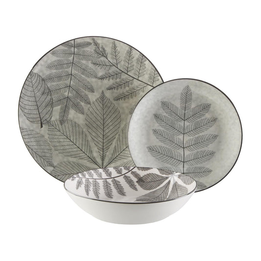 VAJILLA 18 PIEZAS AYLEN GRIS OSCURO Versaotoño