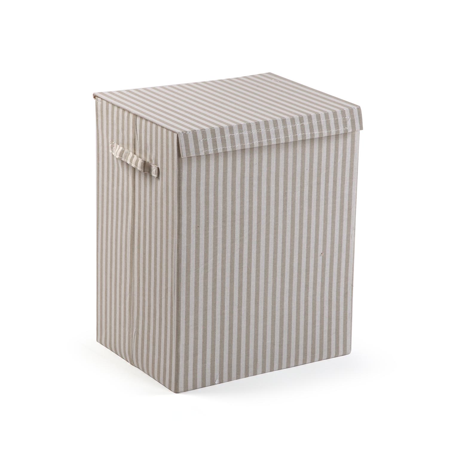 CESTO ROPA RECTANGULAR PLEGABLE  RAYAS GRIS VERSA 2026 JUNIO