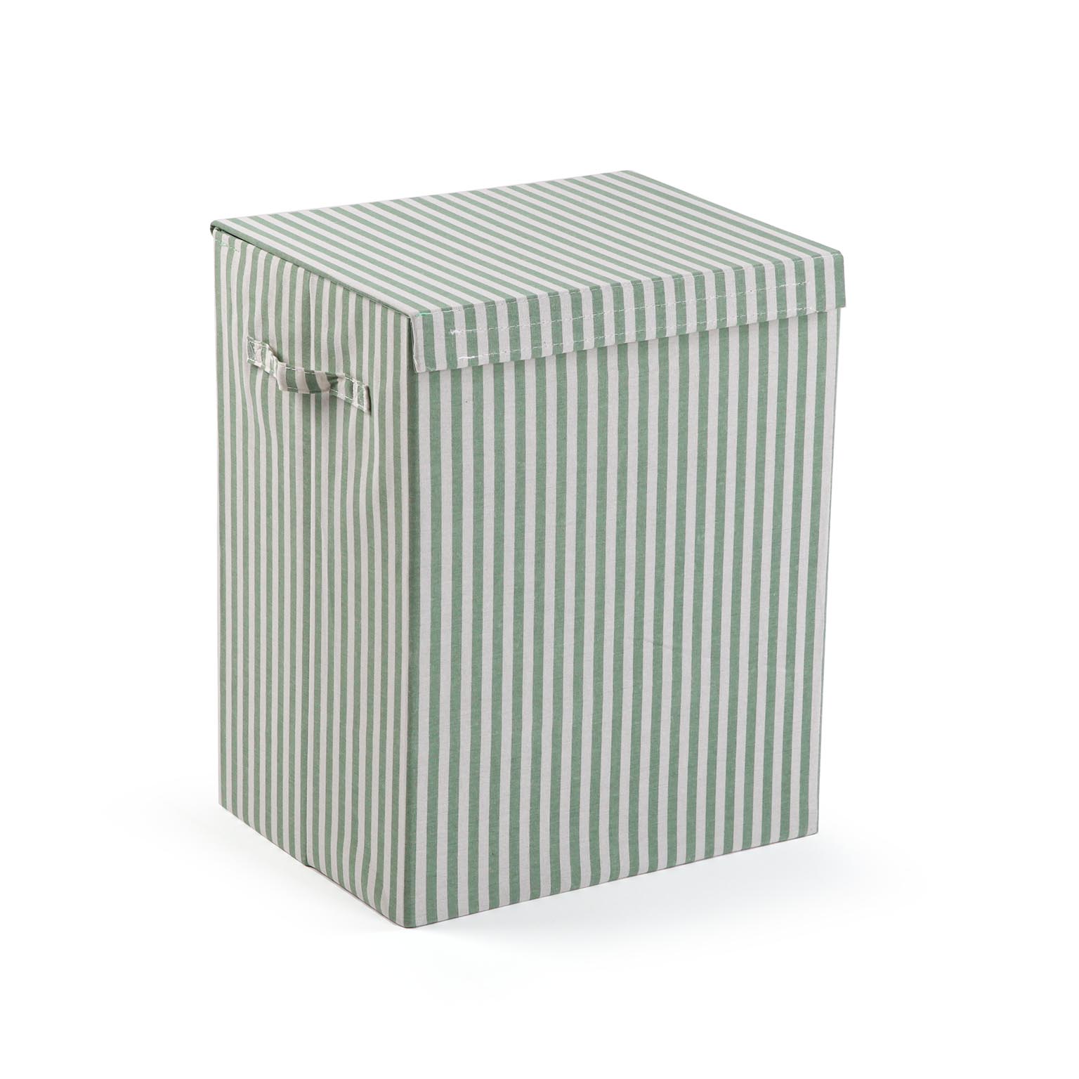 CESTO ROPA RECTANGULAR PLEGABLE RAYAS VERDE VERSA FEBRERO