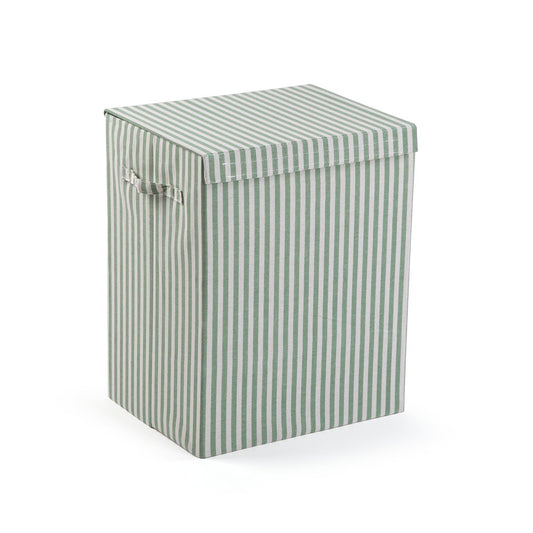 CESTO ROPA RECTANGULAR PLEGABLE RAYAS VERDE VERSA FEBRERO