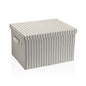CESTA CON TAPA RECTANGULAR RAYAS GRIS VERSA FEBRERO