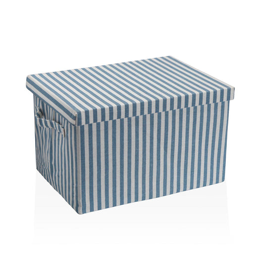 CESTA CON TAPA RECTANGULAR RAYAS AZUL VERSA 2026 JUNIO
