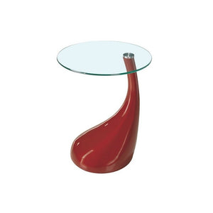 <p>Mesa baja, diseño, armazón de fibra de vidrio de color blanco, tapa de cristal templado de 50 cms de diámetro. Altura 54 cms. Otros colores disponibles</p> Grupo sdm JULIO