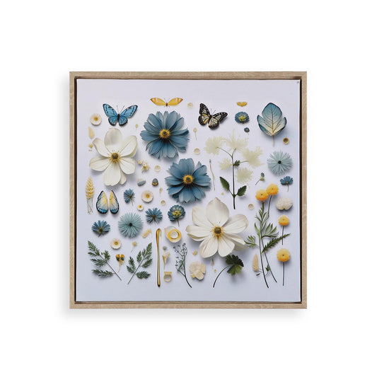 LIENZO 40 x 40 MARIPOSAS Y FLORA AZUL VERSA8NOV