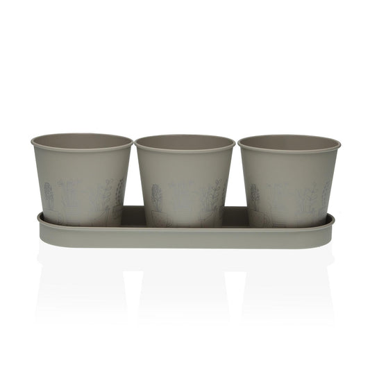 MACETA TRIPLE GRIS VERSA8NOV